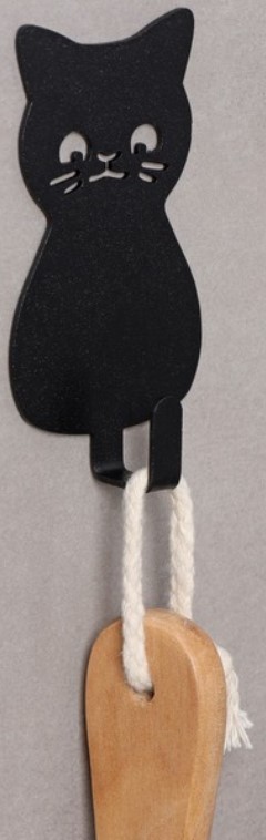 Крючок настенный металлический самоклеящийся «Кот», 10*5,5*2 см, черный