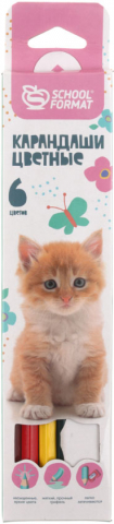 Карандаши цветные «Пушистые котята», 6 цветов, длина 175 мм