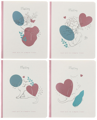 Тетрадь общая А5, 48 л. на скобе BG Simple Lines, 165*205 мм, линия, ассорти