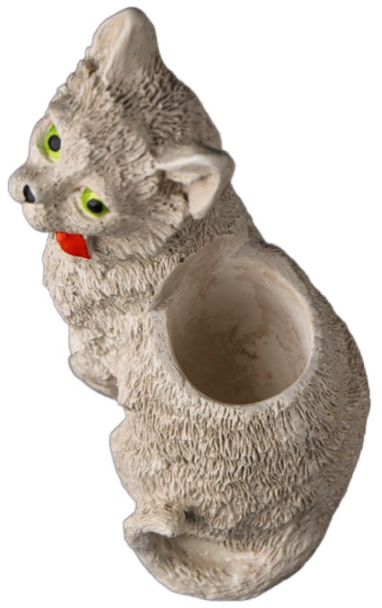 Фигура гипсовая «Кот с бантом» (подставка для мелочей), 14*9*7 см, бежевая Фигура гипсовая «Кот с бантом» (подставка для мелочей), 14*9*7 см, бежевая