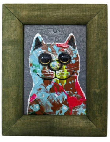 Картина «Бирюзовый кот 2» (Кульша П.), 25*15 см, холст, акрил