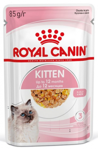 Корм влажный Royal Canin Kitten (для котят) 85 г (в желе; в период 3 фазы роста — до 12 мес.) Корм влажный Royal Canin Kitten (для котят) 85 г (в желе; в период 3 фазы роста — до 12 мес.)
