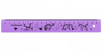 Линейка пластиковая ErichKrause Zen Cats, 20 см, сиреневая Линейка пластиковая ErichKrause Zen Cats, 20 см, сиреневая