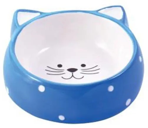 Миска керамическая для кошек Mr.Kranch «Мордочка кошки» 250 мл, голубая