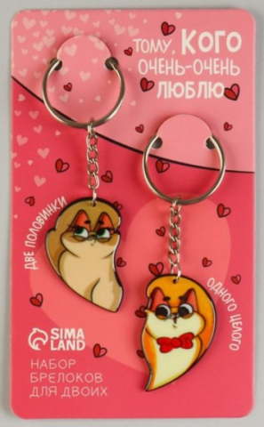 Набор парных брелоков «Тому, кого очень-очень люблю», 8*13,3 см