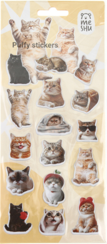Наклейки объемные Meshu 10×23 см, 16 шт., Wow Cat