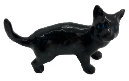 Фигурка фарфоровая №02, «Кот черный, хвостик вверх»