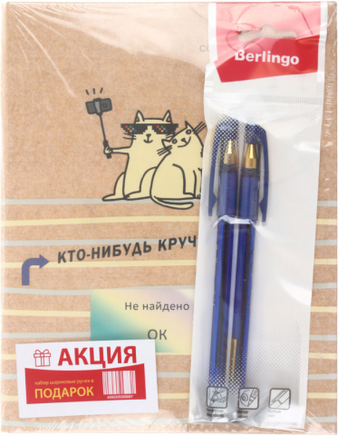 Тетрадь общая А5, 200 л. на кольцах BG «Круче меня - нет!», 165*215 мм, клетка + набор шариковых ручек Berlingo X Gold-2 шт.(синие) Тетрадь общая А5, 200 л. на кольцах BG «Круче меня - нет!», 165*215 мм, клетка + набор шариковых ручек Berlingo X Gold-2 шт.(синие)