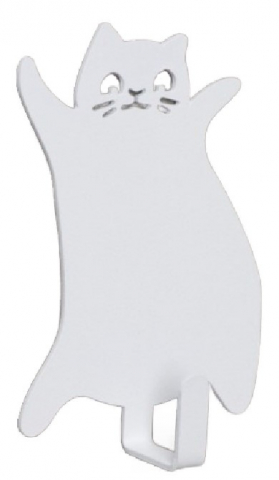 Крючок настенный металлический самоклеящийся «Кот», 70*95*15 мм, белый