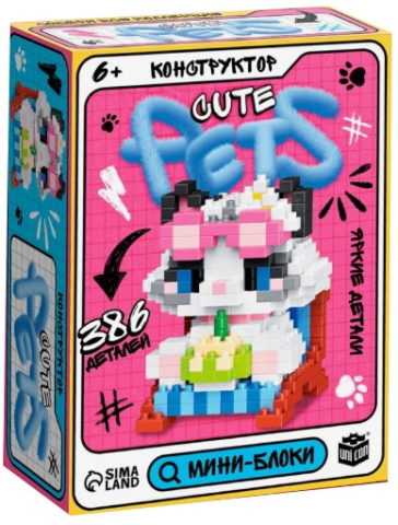 Игра-конструктор Unicon, «Cute Pets. Котик с тортиком», 386 деталей Игра-конструктор Unicon, «Cute Pets. Котик с тортиком», 386 деталей