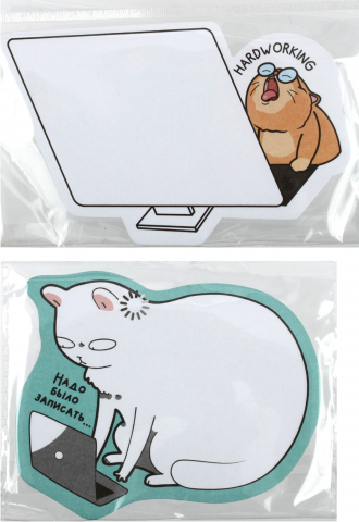 Бумага для заметок с липким краем фигурная Meshu 95×78 мм, 1 блок×40 л., Workcat, ассорти