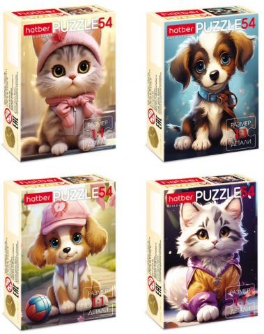 Пазл картонный Hatber, 54 элемента, «Милые мордашки», ассорти Пазл картонный Hatber, 54 элемента, «Милые мордашки», ассорти