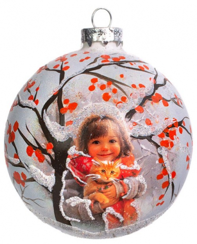 Украшение елочное стеклянное «Грай» диаметр 100 мм, «Девочка с котенком» Украшение елочное стеклянное «Грай» диаметр 100 мм, «Девочка с котенком»