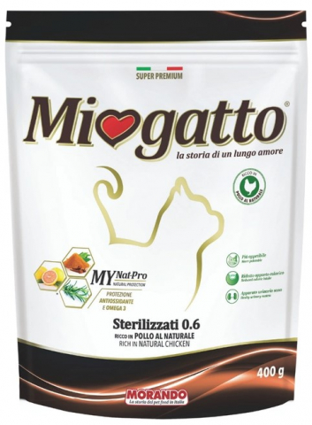 Корм сухой Miogatto (для стерилизованных кошек), 400 г, с курицей