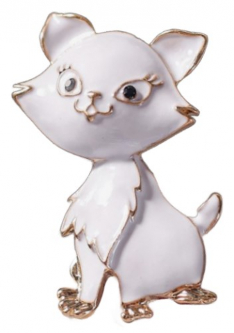 Брошь «Котенок взъерошенный», 3,8 см, цвет белый с золотистым Брошь «Котенок взъерошенный», 3,8 см, цвет белый с золотистым