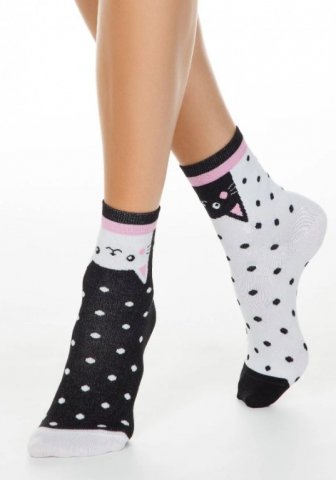 Носки женские Conte Elegant Happy размер 23-25, черно-белые Носки женские Conte Elegant Happy размер 23-25, черно-белые