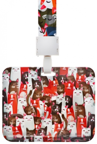 Чехол для бейджа и карточек Sima-Land (ПВХ), 8*10 см, лента 42 см, «Кошки» Чехол для бейджа и карточек Sima-Land (ПВХ), 8*10 см, лента 42 см, «Кошки»