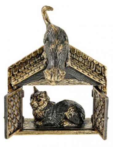 Фигурка сувенирная «Коты» BronzoMania, «Коты в окошке — Откуда не ждали»
