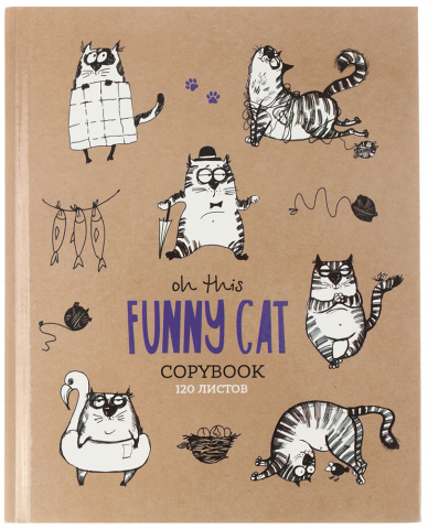 Тетрадь общая А5, 120 л. на кольцах ArtSpace «Рисунки», 170*215 мм, клетка, Funny Cats