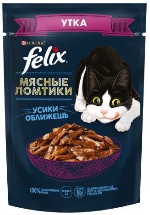 Корм влажный Purina Felix «Мясные ломтики», 75 г, утка