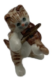 Фигурка фарфоровая №03 «Кот рыжий полосатый со скрипкой»