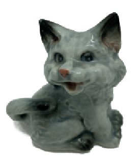 Фигурка фарфоровая №02 «Кот серый большой»