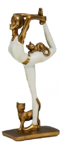Сувенир полистоун Sima-Land 24,5×10,5×6,8 см, «Девушка в позе царя Натараджи, с кошками»
