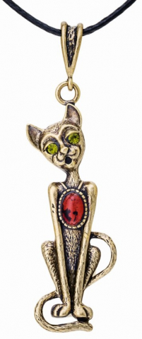 Подвеска «СувенирАрт», «Кошка-2 с янтарем» (коньячный)