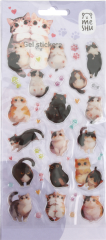 Наклейки гелевые Meshu 10×23 см, 38 шт., Cute Cat