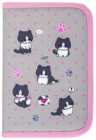 Пенал однокамерный Brauberg Premium Single Decker, 210*140 мм, Cat Patches