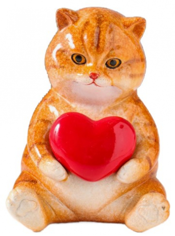 Сувенир полистоун Sima-Land 7,8×7,3×10 см, «Пухлый котик с красным сердцем»