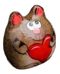 Сувенир селенитовый «Котёнок Веня», 3,5*3 см, с сердечком