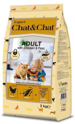 Корм сухой Chat&Chat Expert Adult (для взрослых кошек), 2 кг, курица/горох