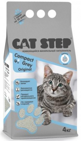Наполнитель минеральный комкующийся Cat Step Compact , 4 кг, Grey Original