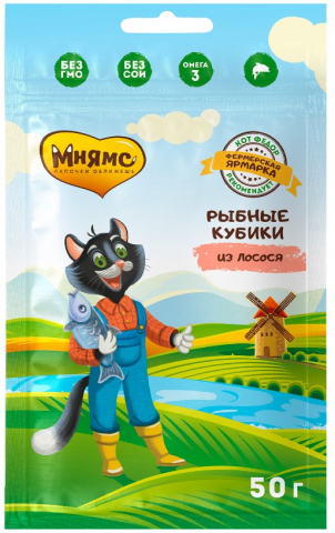 Хрустящие подушечки «Кот Федор. Фермерская Ярмарка» (лакомство для кошек), 50 г, «Рыбные кубики. Лосось» Хрустящие подушечки «Кот Федор. Фермерская Ярмарка» (лакомство для кошек), 50 г, «Рыбные кубики. Лосось»