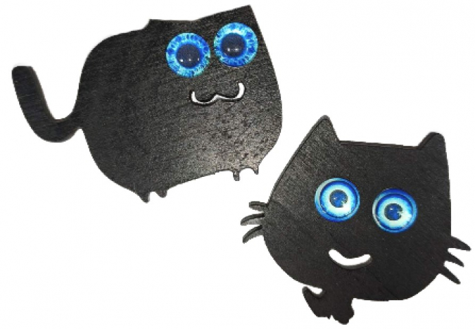 Магнит деревянный «Глазастик» (Марданов А.А.) 6,5×4,2 см, черный (цвет глаз - ассорти)