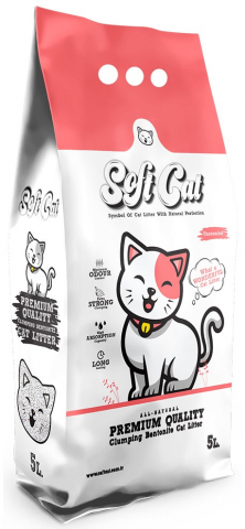 Наполнитель бентонитовый комкующийся для лотков Soft Cat, 5 л, без запаха
