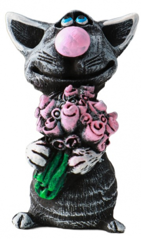 Сувенир полистоун Sima-Land 8 см, «Кот с цветами»