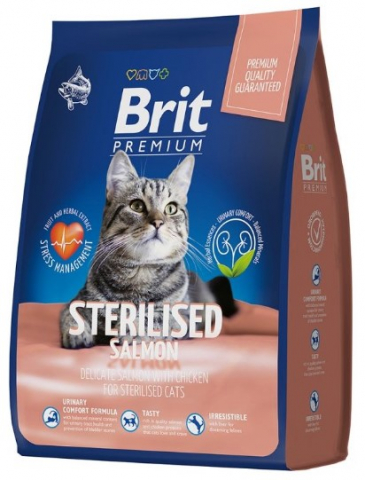 Корм сухой Brit Premium Cat Sterilised (для стерилизованных кошек), 400 г, лосось и курица