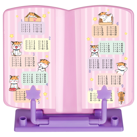 Подставка для книг пластиковая «Стамм» 200×200 мм, «Мяу», розовая с фиолетовым