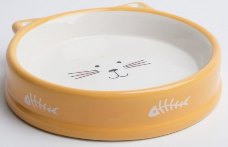 Миска керамическая «Голова кота» 200 мл, 15×3,5 см, бело-оранжевая Миска керамическая «Голова кота» 200 мл, 15×3,5 см, бело-оранжевая