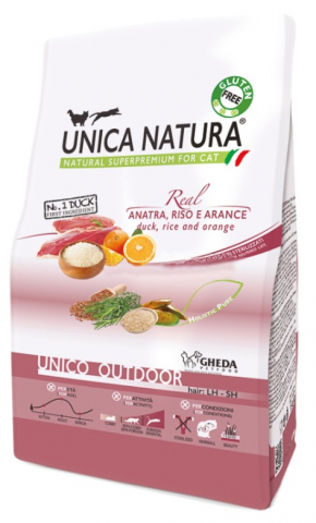 Корм сухой Unica Natura Unico Outdoor (для кошек, гуляющих на улице), 350 г (утка, рис, апельсин)
