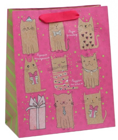 Пакет бумажный крафтовый «Милые котики», 23*27*11,5 см Пакет бумажный крафтовый «Милые котики», 23*27*11,5 см