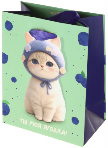 Пакет подарочный Meshu 11×14×6,5 см, Berry Cat
