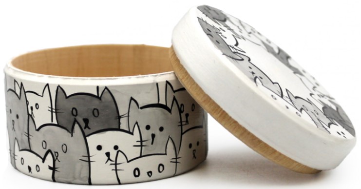 Шкатулка деревянная с котиками 5×7,5×7,5 см, белая Шкатулка деревянная с котиками 5×7,5×7,5 см, белая