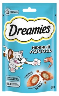 Лакомство Dreamies (для взрослых кошек), 60 г, с добавлением лосося Лакомство Dreamies (для взрослых кошек), 60 г, с добавлением лосося