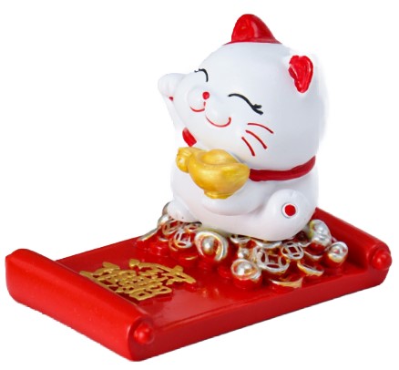 Фигурка-подставка для телефона полистоун «Манэки-нэко» 5,8×8,5×6,5 см, «С золотым слитком»
