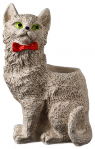 Фигура гипсовая «Кот с бантом» (подставка для мелочей), 14*9*7 см, бежевая Фигура гипсовая «Кот с бантом» (подставка для мелочей), 14*9*7 см, бежевая