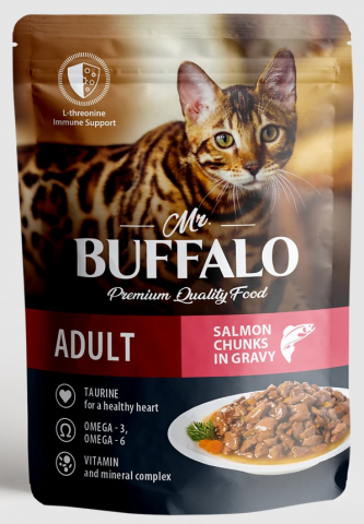 Корм влажный Mr.Buffalo Adult Hair and Skin (для взрослых кошек), 85 г, лосось