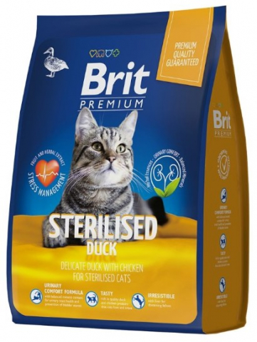Корм сухой Brit Premium Cat Sterilised (для стерилизованных кошек), 400 г, утка и курица
